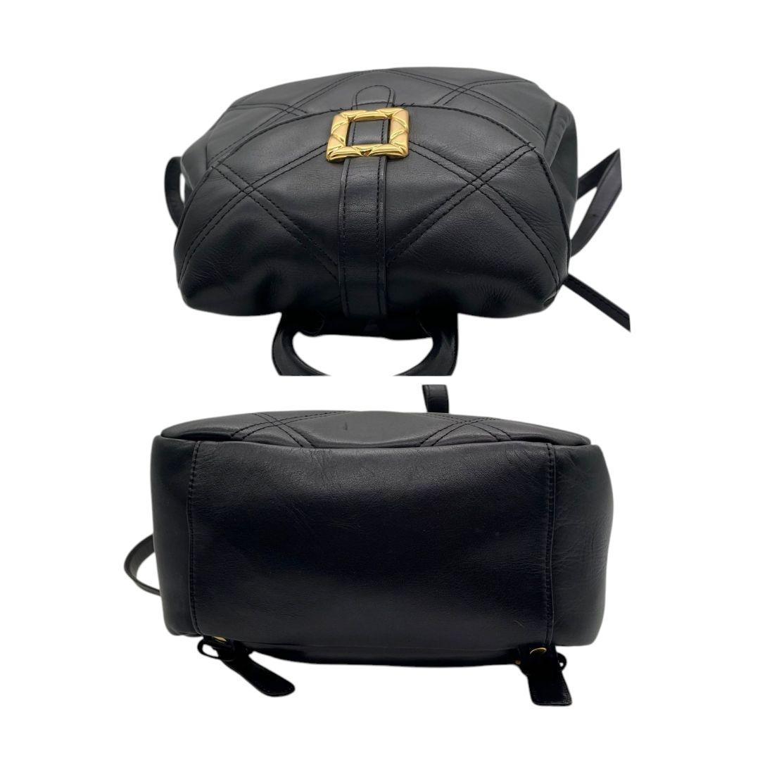 美品 マリクレール リュック 黒 キルティング レザー フラップ ブラック ゴールド金具 marie claire 本革 レディース バッグ