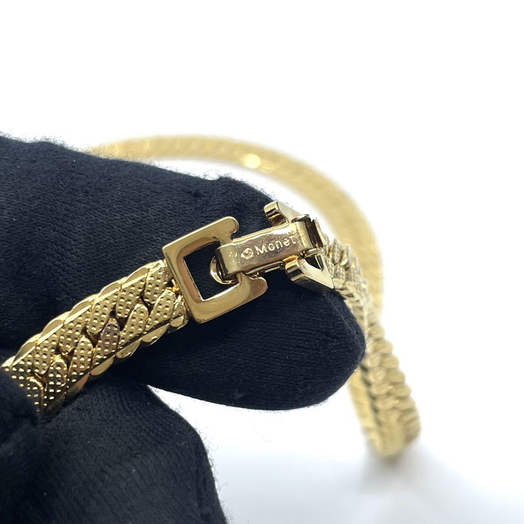 未使用級 モネ MONET ゴールド ネックレス ブレスレット セット ヴィンテージ ビンテージ ロゴ刻印 冠婚葬祭 フォーマル ビジネス 高級