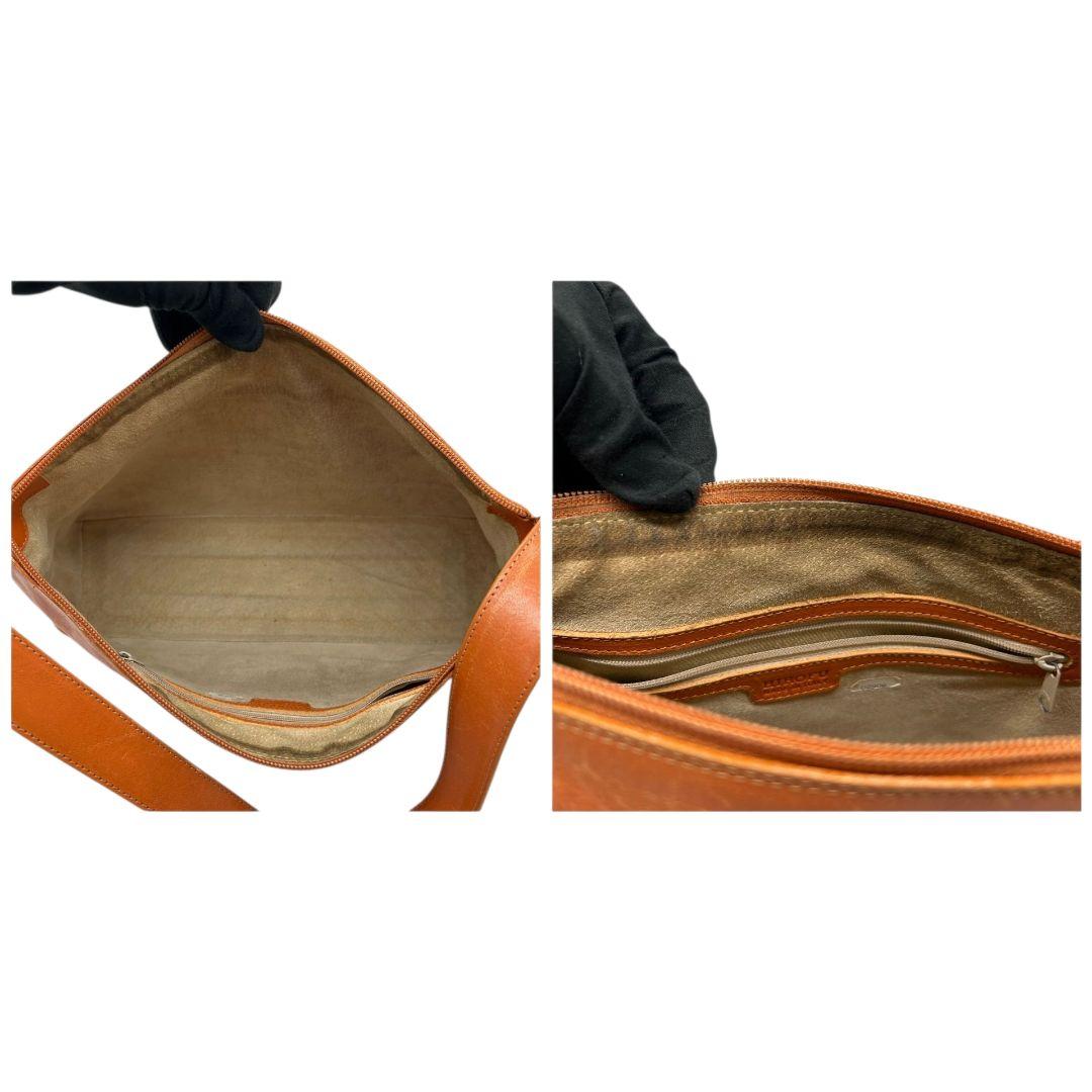 ヒロフ HIROFU ハンドバッグ トートバッグ ブラウン 茶 オレンジ Hロゴ ワンショルダー 肩掛け可 肩かけ可 A4収納 レザー 本革 自立可 シルバー金具 イタリア製 U7