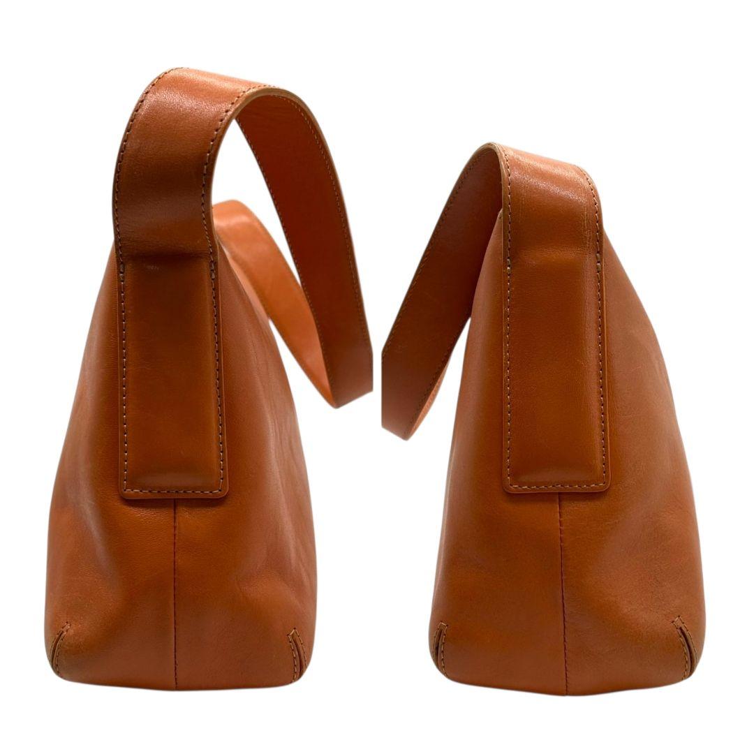 ヒロフ HIROFU ハンドバッグ トートバッグ ブラウン 茶 オレンジ Hロゴ ワンショルダー 肩掛け可 肩かけ可 A4収納 レザー 本革 自立可 シルバー金具 イタリア製 U7