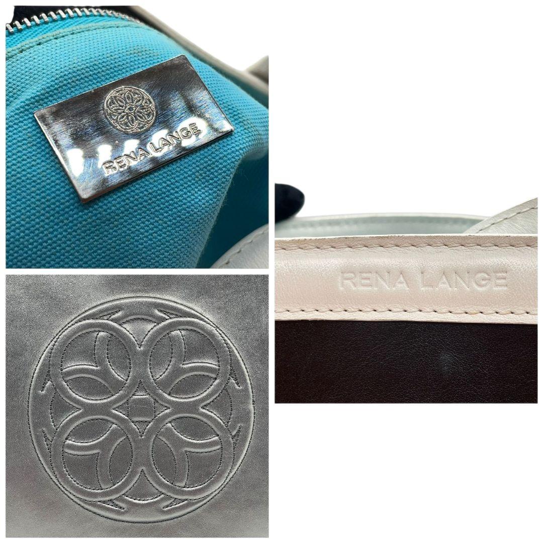 美品 レナランゲ トートバッグ 黒 ブラック ホワイト 白 デカロゴ レザー 本革 A4収納 ワンショルダー 肩掛け可 ハンドバッグ 本物保証 鑑定済 オシャレ RENA LANGE s55