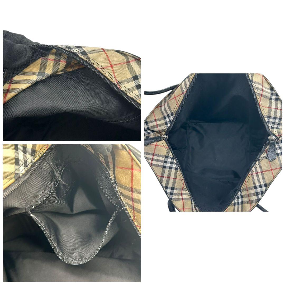 バーバリー トートバッグ ブラック 黒 ブルーレーベル ワンショルダー ナイロン レザー 本革 A4収納可 自立可 肩掛け可 肩かけ可 ロゴタグ ノバチェック BURBERRY T8 上品 通勤