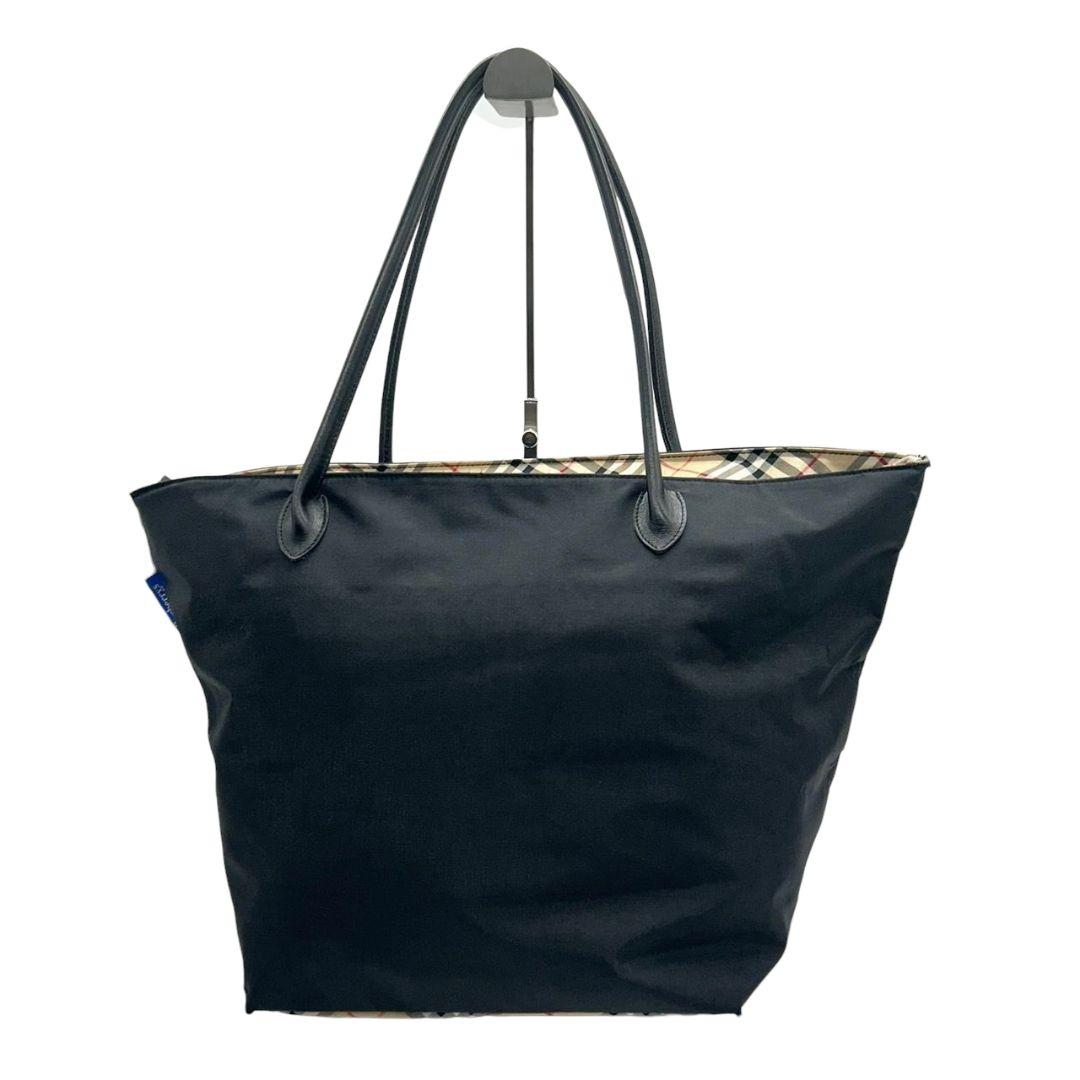 バーバリー トートバッグ ブラック 黒 ブルーレーベル ワンショルダー ナイロン レザー 本革 A4収納可 自立可 肩掛け可 肩かけ可 ロゴタグ ノバチェック BURBERRY T8 上品 通勤