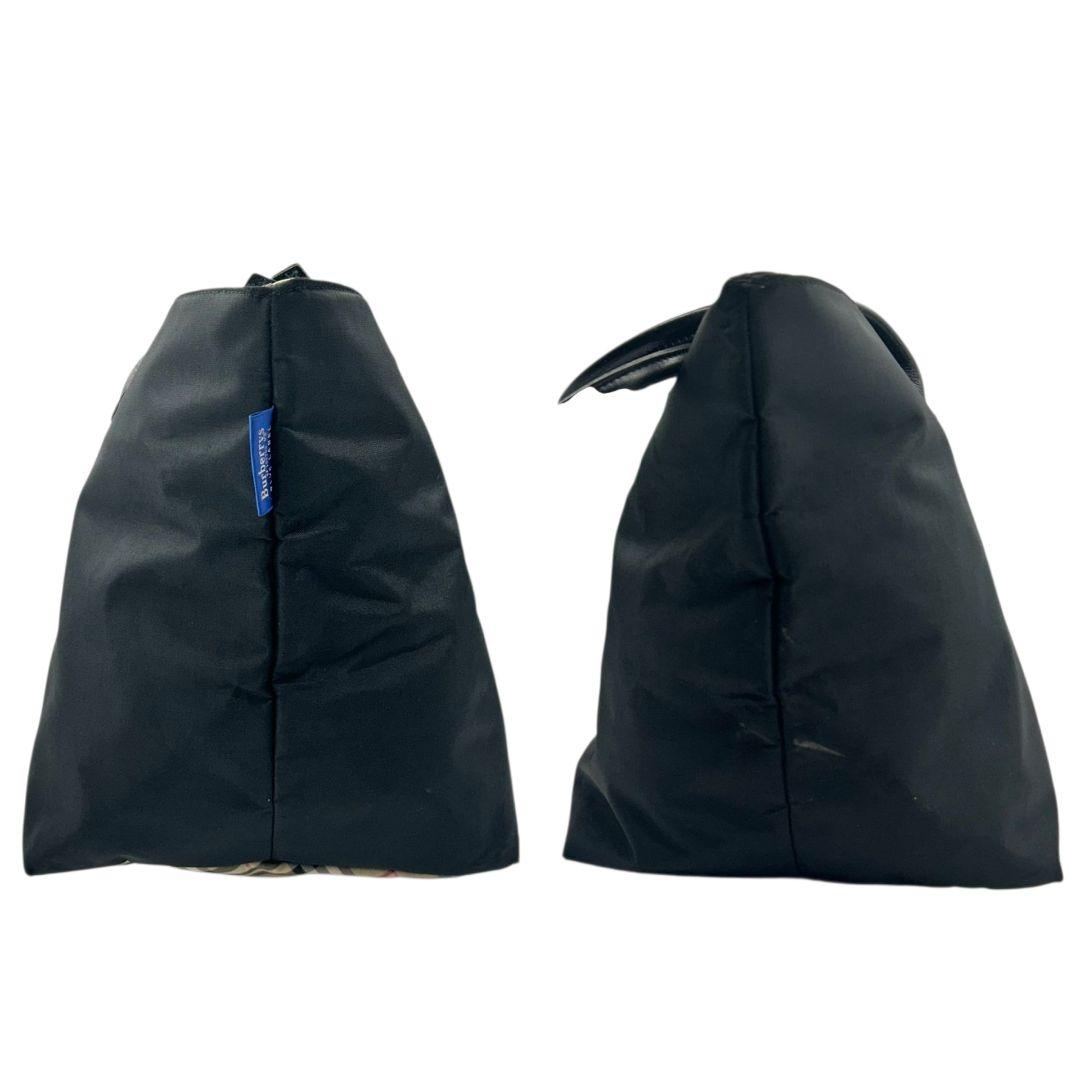 バーバリー トートバッグ ブラック 黒 ブルーレーベル ワンショルダー ナイロン レザー 本革 A4収納可 自立可 肩掛け可 肩かけ可 ロゴタグ ノバチェック BURBERRY T8 上品 通勤