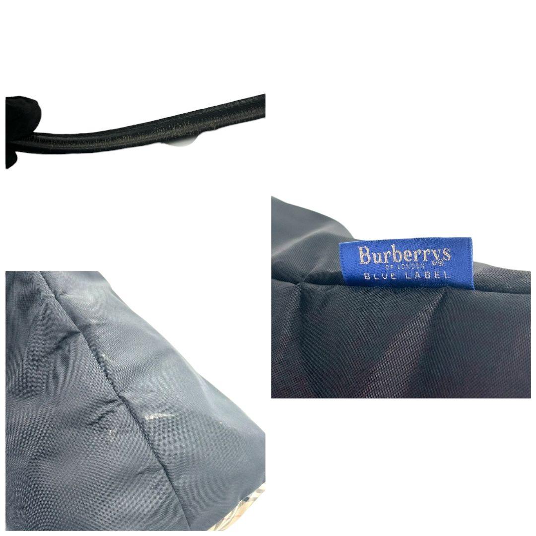 バーバリー トートバッグ ブラック 黒 ブルーレーベル ワンショルダー ナイロン レザー 本革 A4収納可 自立可 肩掛け可 肩かけ可 ロゴタグ ノバチェック BURBERRY T8 上品 通勤