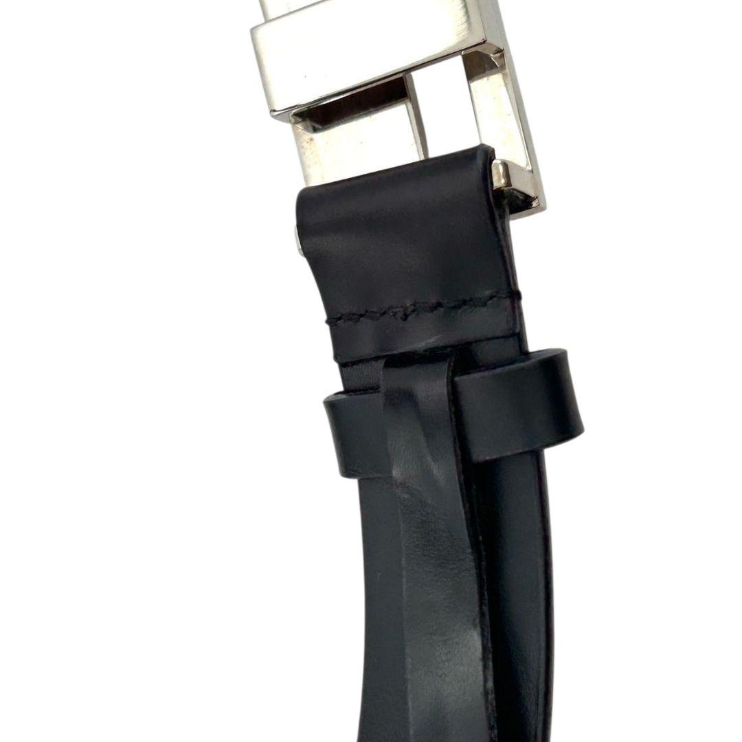 グッチ ベルト 黒 ブラック ロゴプレート PX-3 レザー 本革 シルバー金具 高級 ブランド メンズ 036-1766-1391 GUCCI