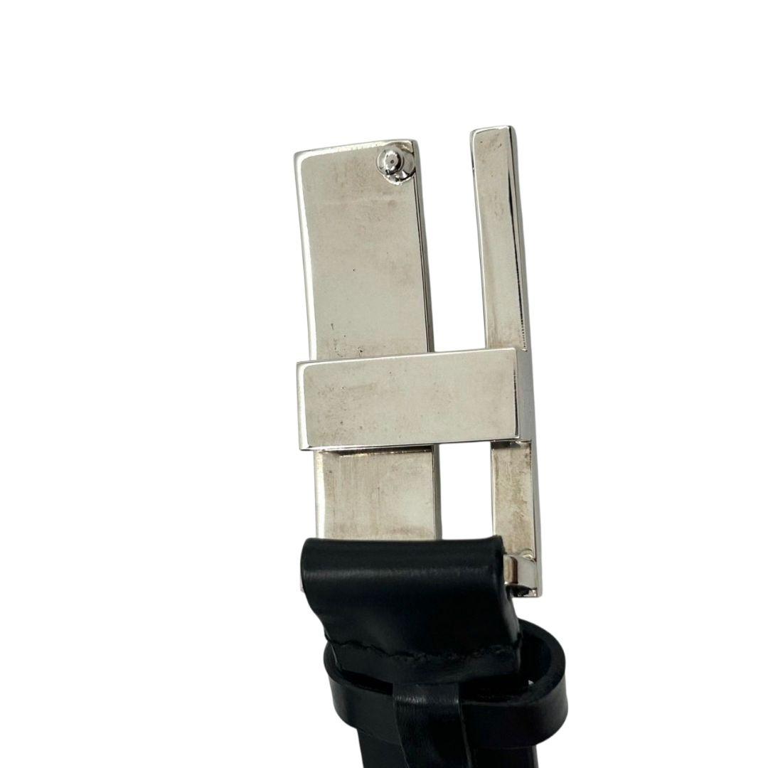 グッチ ベルト 黒 ブラック ロゴプレート PX-3 レザー 本革 シルバー金具 高級 ブランド メンズ 036-1766-1391 GUCCI