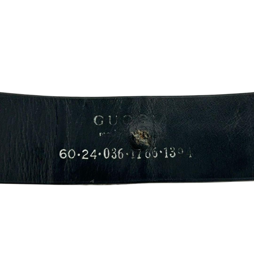 グッチ ベルト 黒 ブラック ロゴプレート PX-3 レザー 本革 シルバー金具 高級 ブランド メンズ 036-1766-1391 GUCCI
