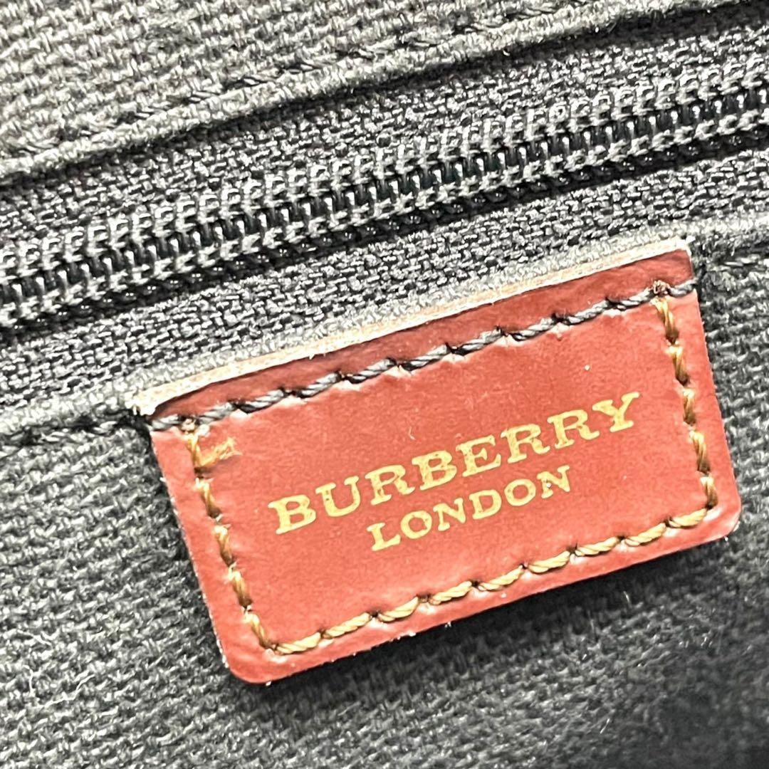 バーバリーロンドン ハンドバッグ ノバチェック シャドーホース ホースロゴ ベージュ ブラウン PVC レザー コンパクト ゴールド金具 Burberry London レディース バッグ