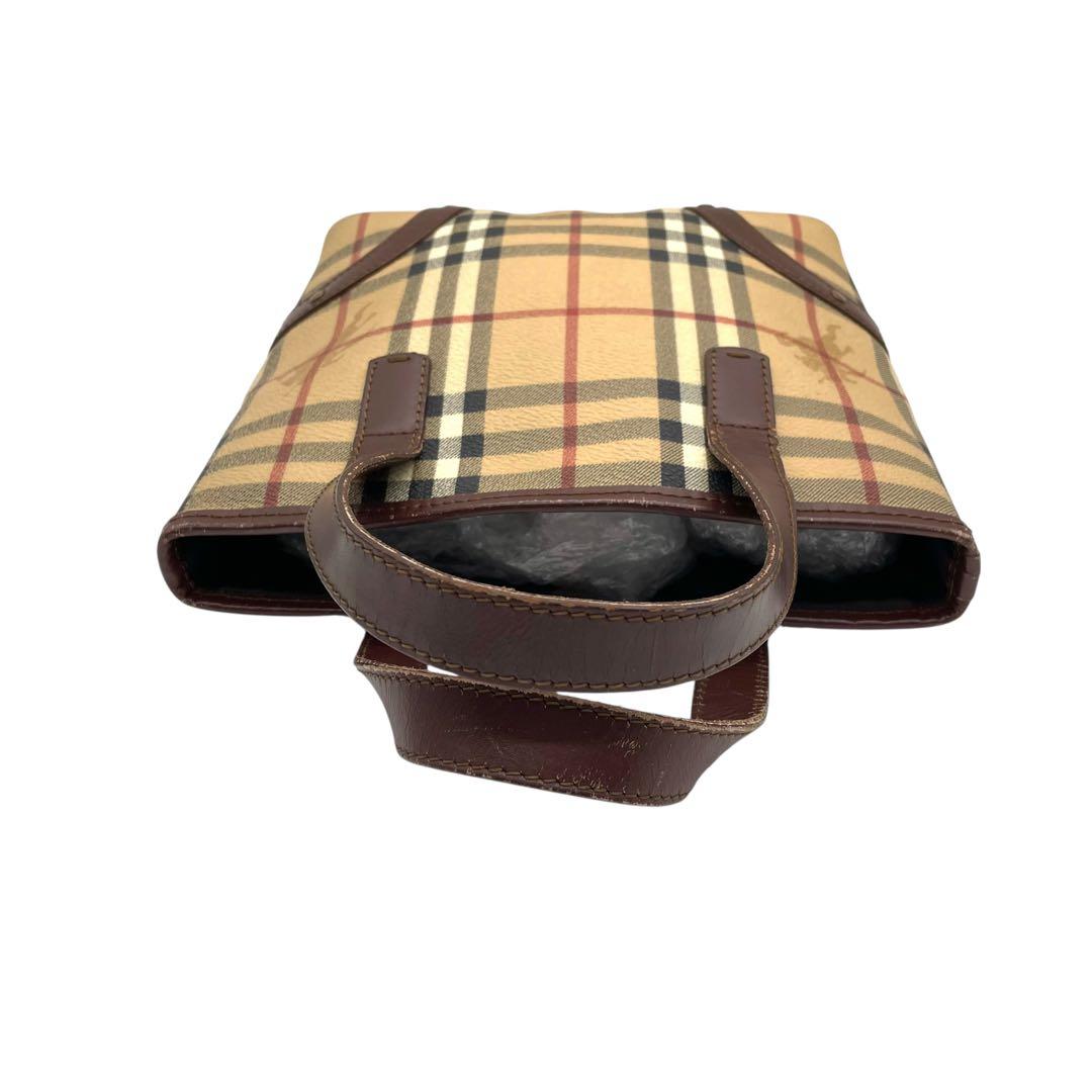 バーバリーロンドン ハンドバッグ ノバチェック シャドーホース ホースロゴ ベージュ ブラウン PVC レザー コンパクト ゴールド金具 Burberry London レディース バッグ