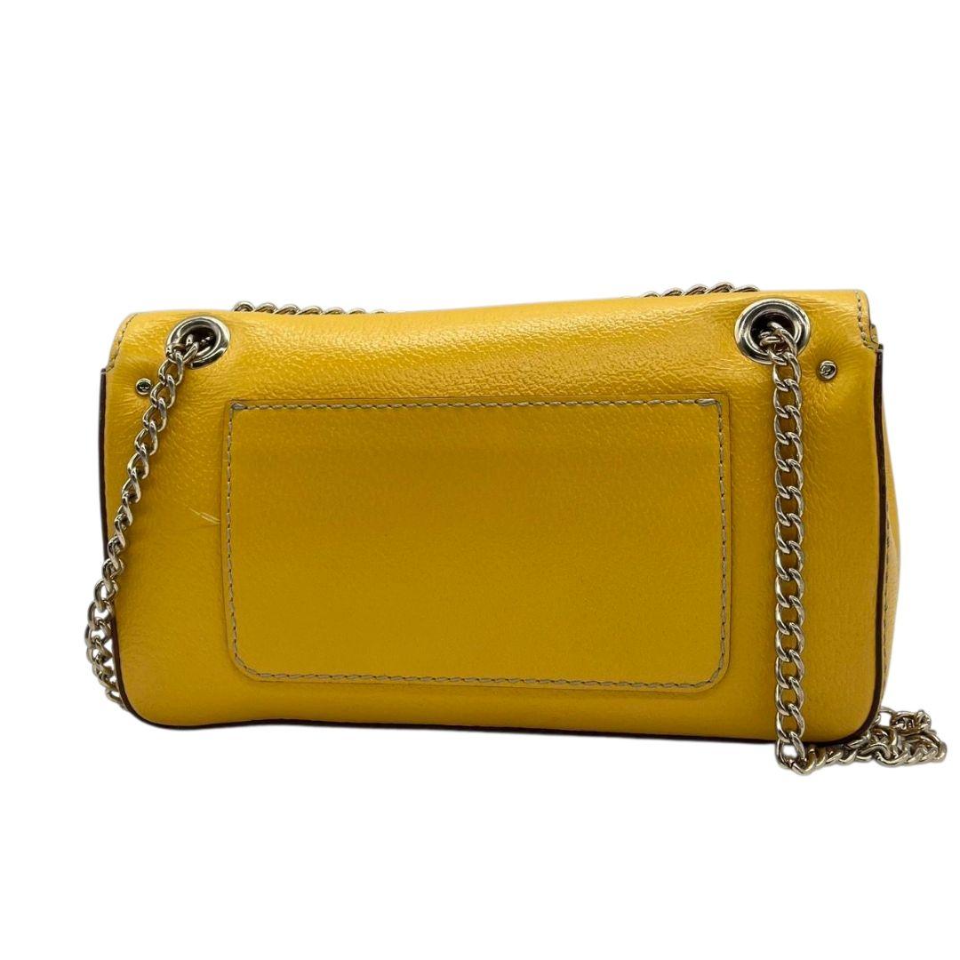 ケイトスペード ショルダーバッグ 黄 チェーン フラップ ターンロック 本革 s11 レザー イエロー シルバー金具 ロゴプレート kate spade