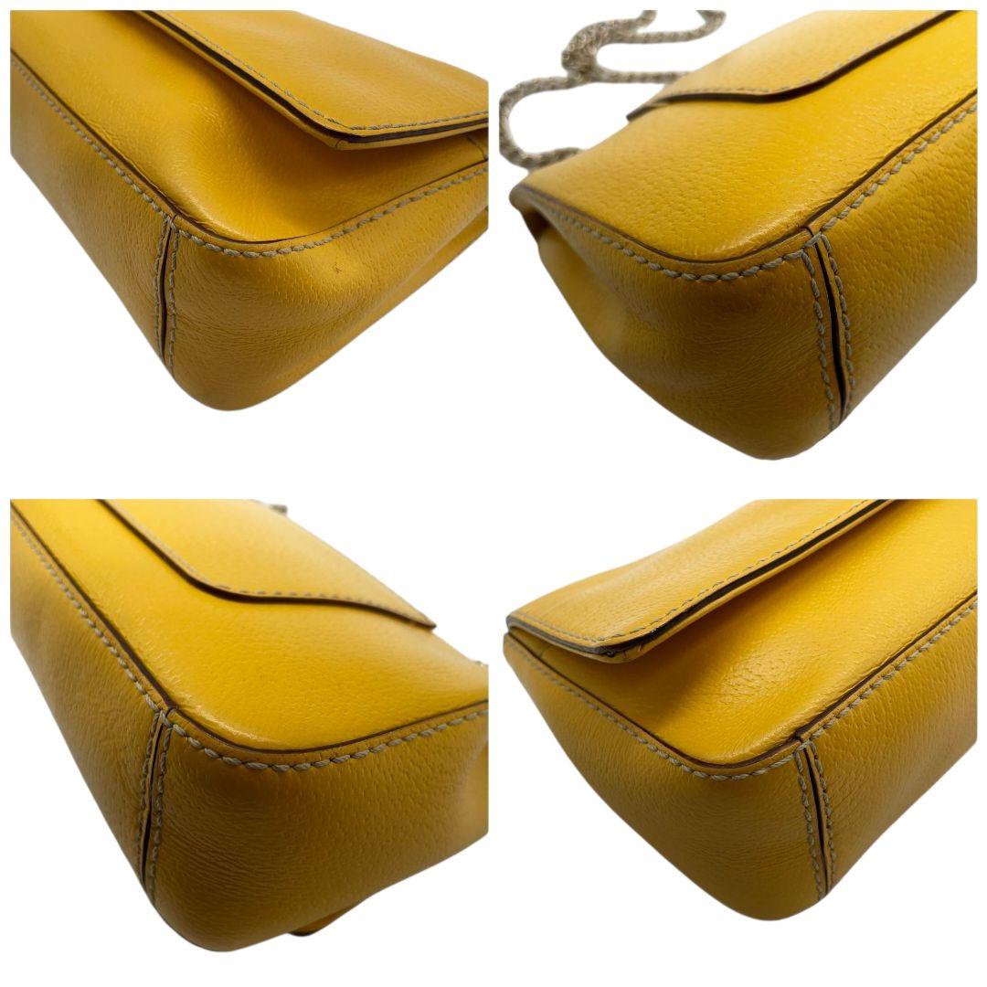 ケイトスペード ショルダーバッグ 黄 チェーン フラップ ターンロック 本革 s11 レザー イエロー シルバー金具 ロゴプレート kate spade