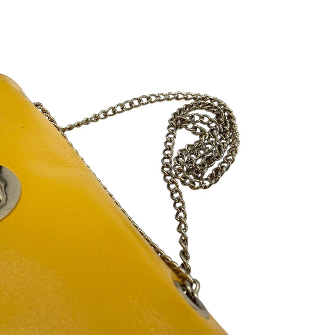 ケイトスペード ショルダーバッグ 黄 チェーン フラップ ターンロック 本革 s11 レザー イエロー シルバー金具 ロゴプレート kate spade