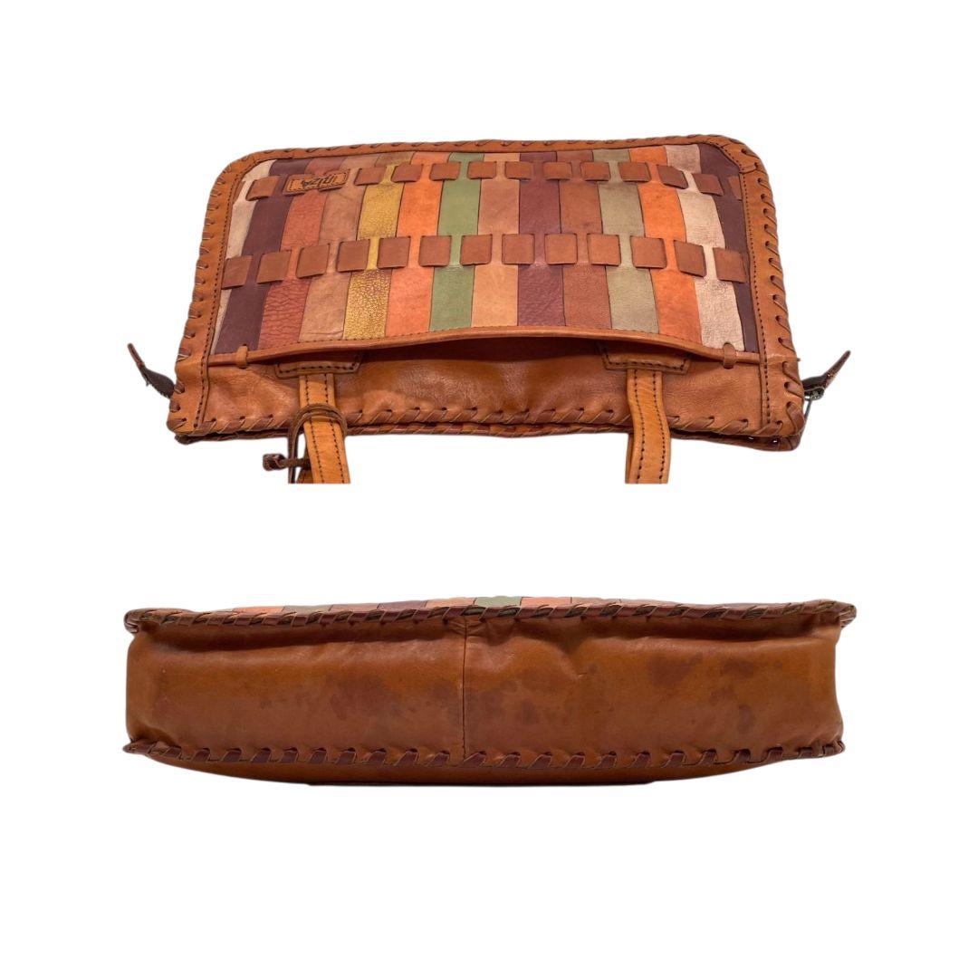 イビザ ハンドバッグ 茶 ブラウン パッチワーク A4収納 ワンショルダー レザー 本革 肩掛け可 マルチカラー ロゴタグ ロゴ トートバッグ 個性派 おしゃれ IBIZA T1