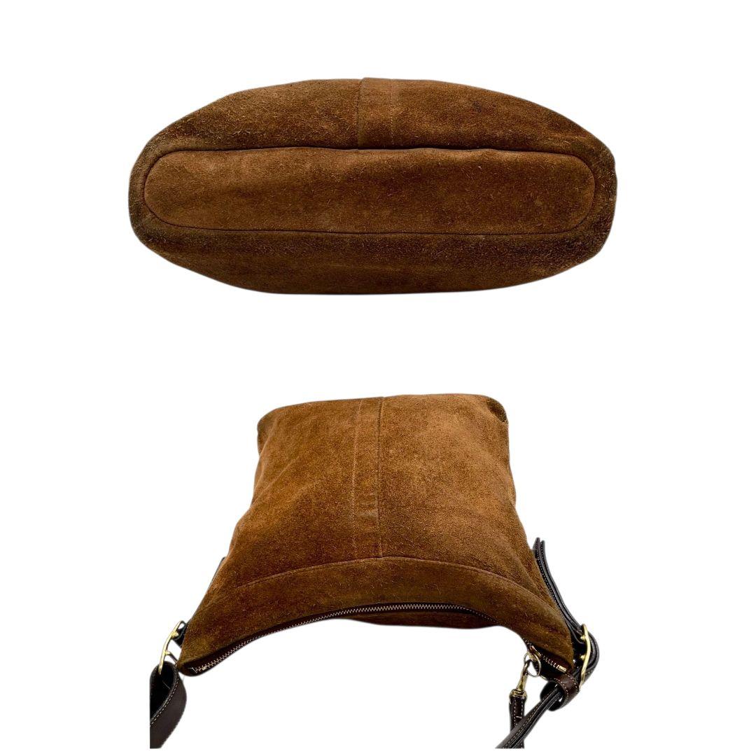 コーチ ショルダーバッグ 茶 ワンショルダー ホーボー スエード ベロア s95 COACH レザー 本革 ゴールド金具 9324 ブラウン 肩掛け可 肩かけ可 トートバッグ 高級感 オシャレ