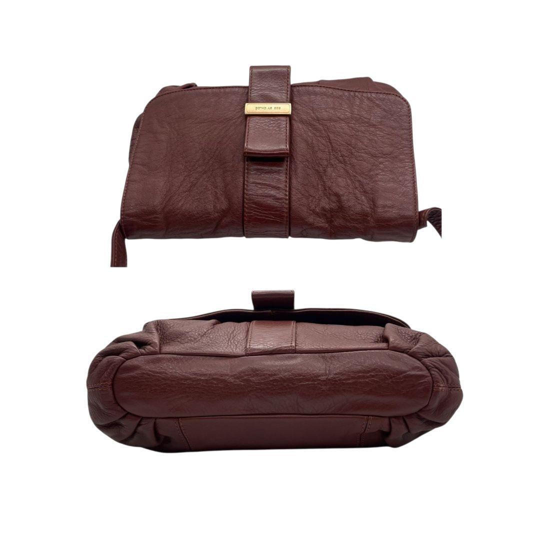 シーバイクロエ ショルダーバッグ 茶 フラップ レザー s69 斜め掛け可 ロゴプレート 本革 ゴールド金具 ブラウン 01-11-92-65 SEE BY CHLOE