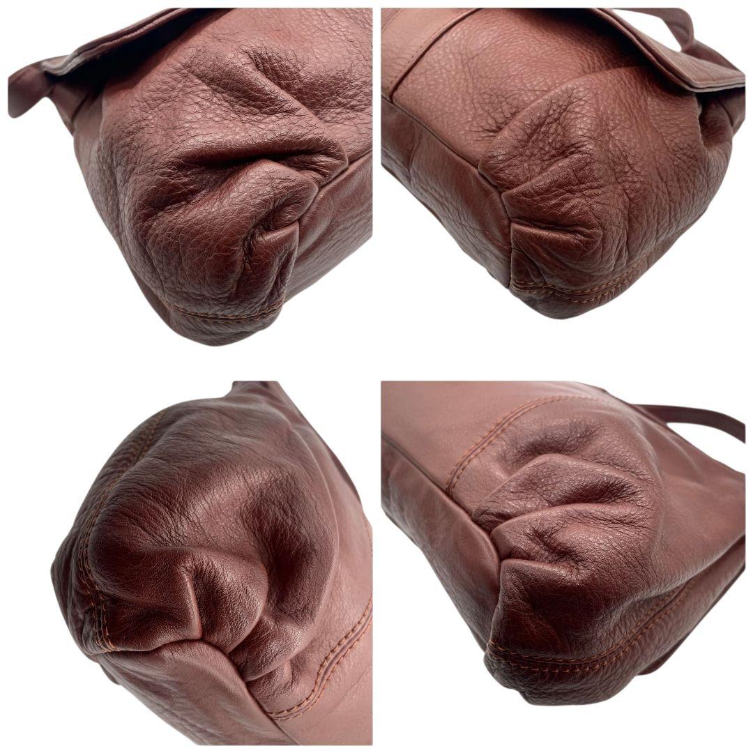 シーバイクロエ ショルダーバッグ 茶 フラップ レザー s69 斜め掛け可 ロゴプレート 本革 ゴールド金具 ブラウン 01-11-92-65 SEE BY CHLOE