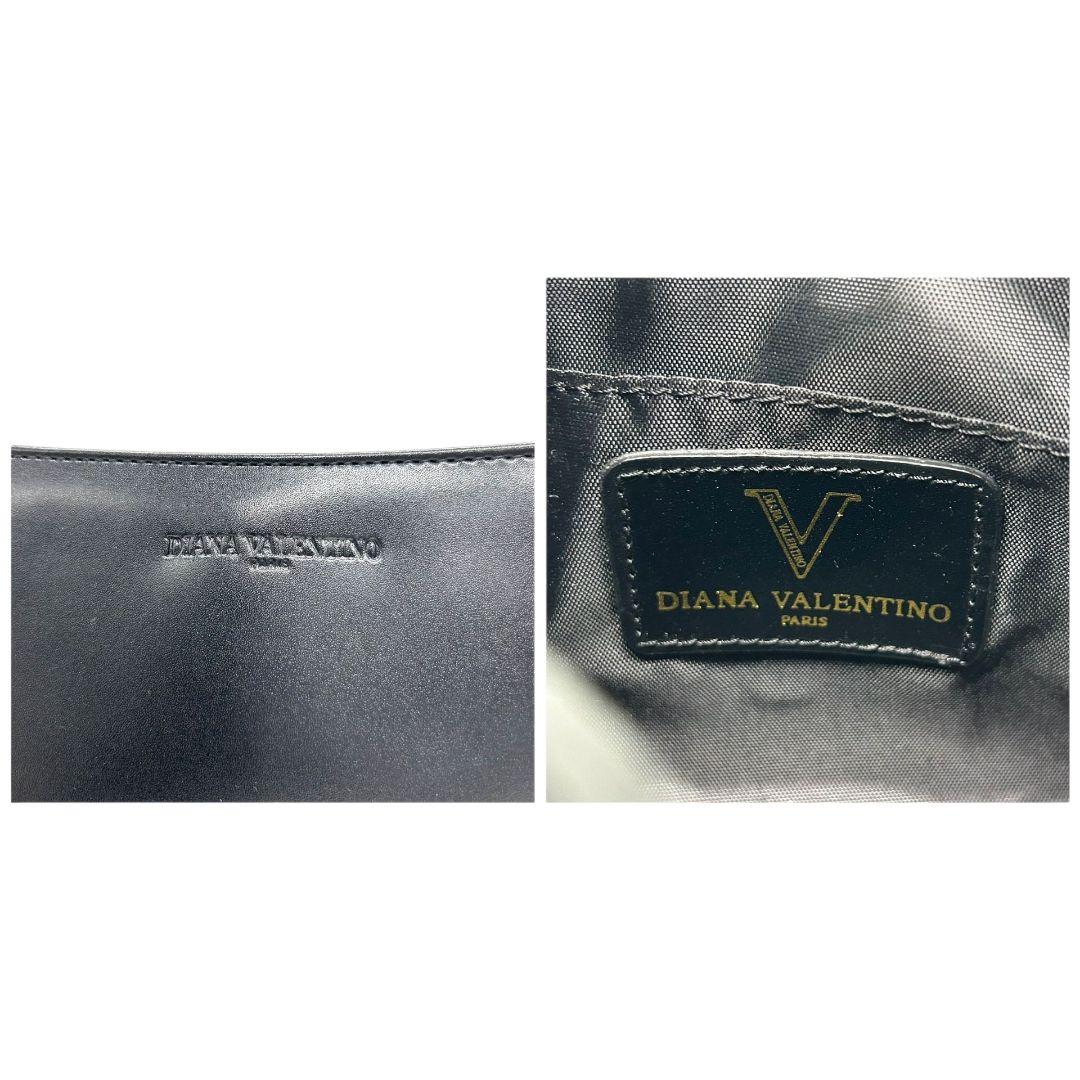 ダイアナバレンチノ　ハンドバッグ　黒　ロゴ　レザー　自立可　本革　s61　トートバッグ　ブラック　ゴールド金具
