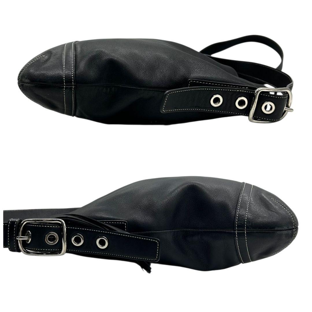 美品 コーチ COACH ショルダーバッグ ホーボー ワンショル 黒 ブラック レザー 本革 タッセル ロゴタグ シルバー金具 斜め掛け可 s44 1414