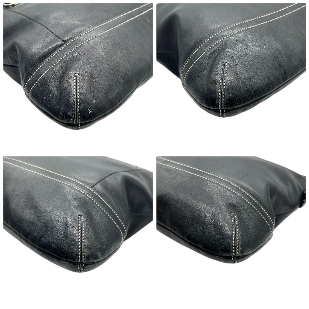 美品 コーチ COACH ショルダーバッグ ホーボー ワンショル 黒 ブラック レザー 本革 タッセル ロゴタグ シルバー金具 斜め掛け可 s44 1414