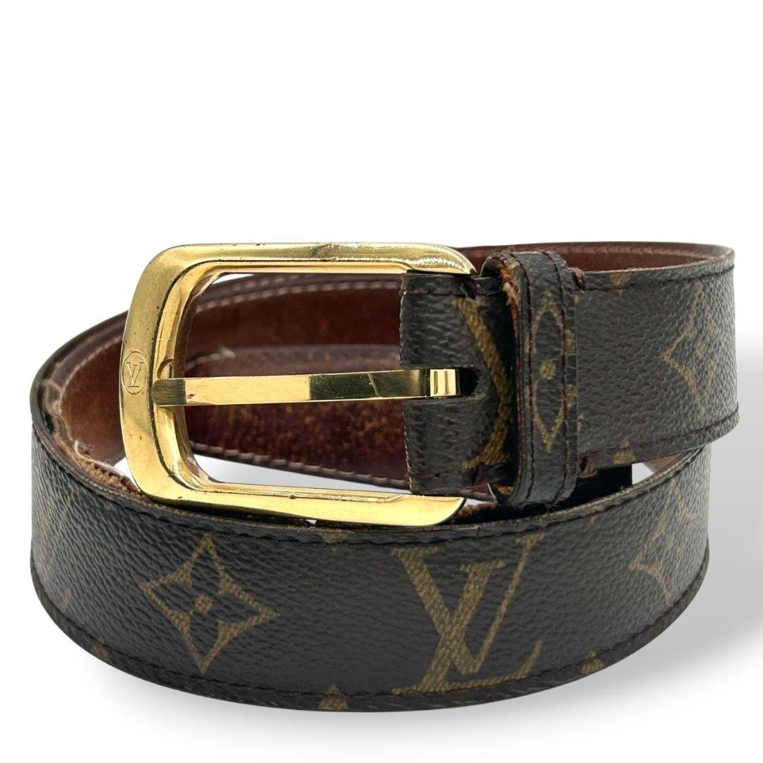 ルイヴィトン ベルト 茶 ブラウン モノグラム サンチュール キャレ PX-1 レザー 本革 ゴールド金具 ロゴ 高級 ブランド メンズ LOUIS VUITTON