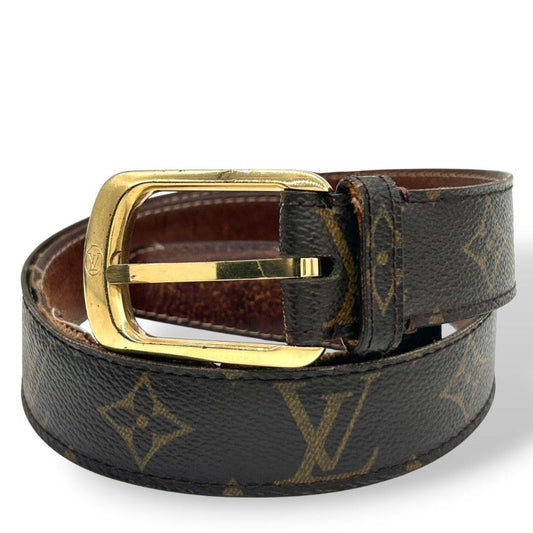 ルイヴィトン ベルト 茶 ブラウン モノグラム サンチュール キャレ PX-1 レザー 本革 ゴールド金具 ロゴ 高級 ブランド メンズ LOUIS VUITTON