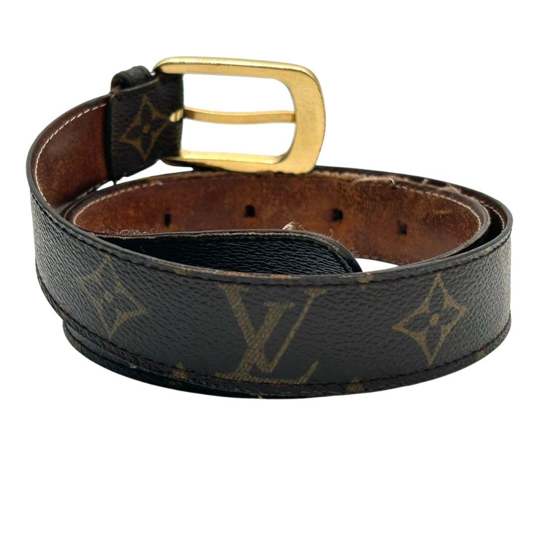 ルイヴィトン ベルト 茶 ブラウン モノグラム サンチュール キャレ PX-1 レザー 本革 ゴールド金具 ロゴ 高級 ブランド メンズ LOUIS VUITTON