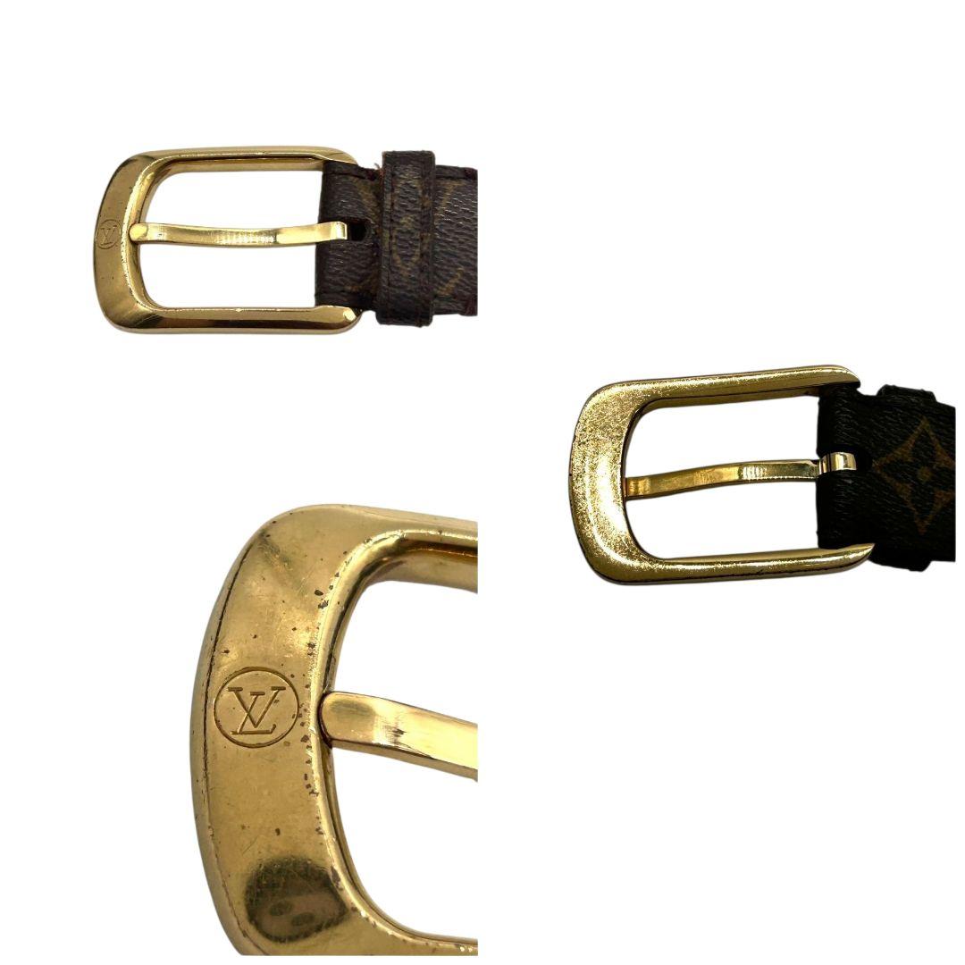 ルイヴィトン ベルト 茶 ブラウン モノグラム サンチュール キャレ PX-1 レザー 本革 ゴールド金具 ロゴ 高級 ブランド メンズ LOUIS VUITTON