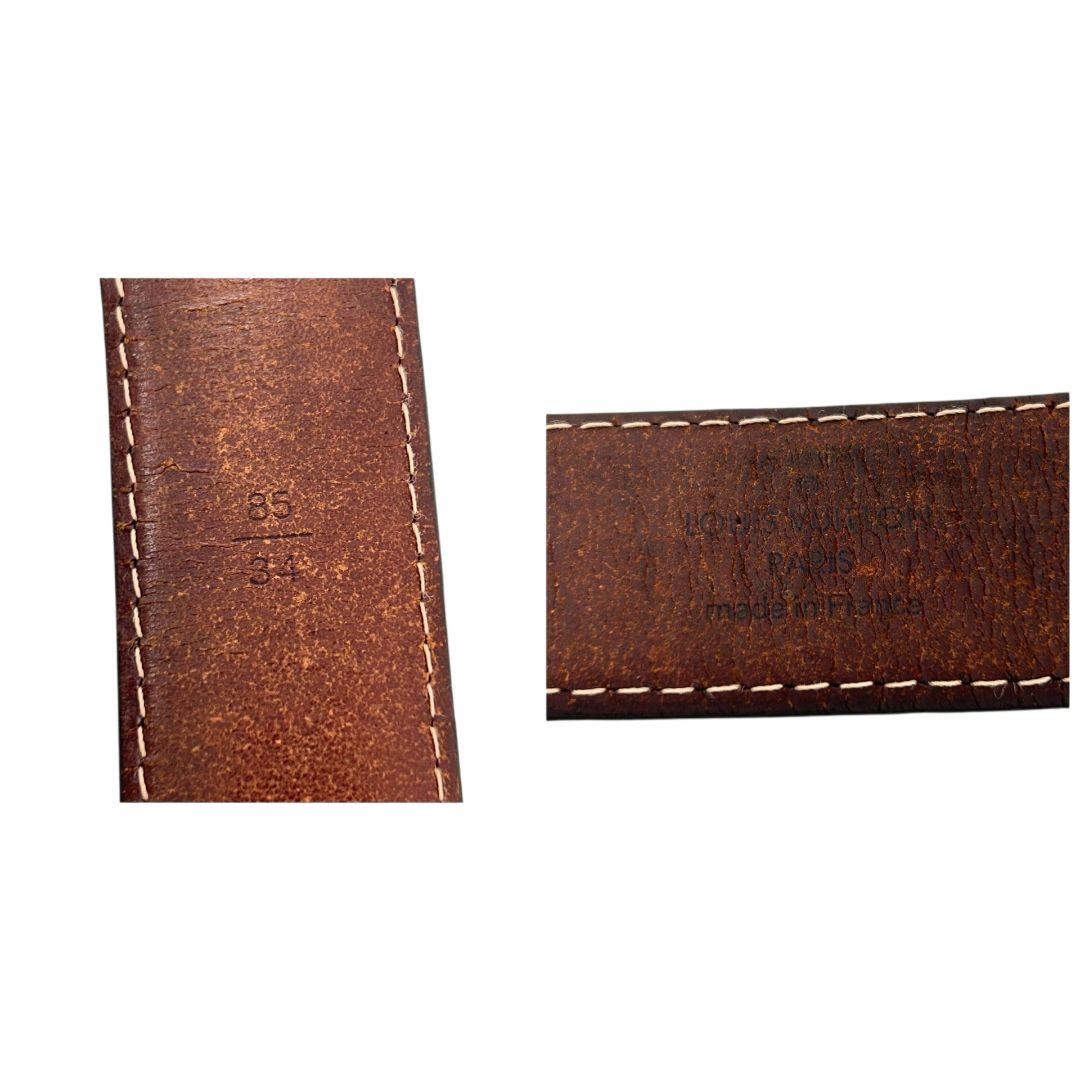 ルイヴィトン ベルト 茶 ブラウン モノグラム サンチュール キャレ PX-1 レザー 本革 ゴールド金具 ロゴ 高級 ブランド メンズ LOUIS VUITTON