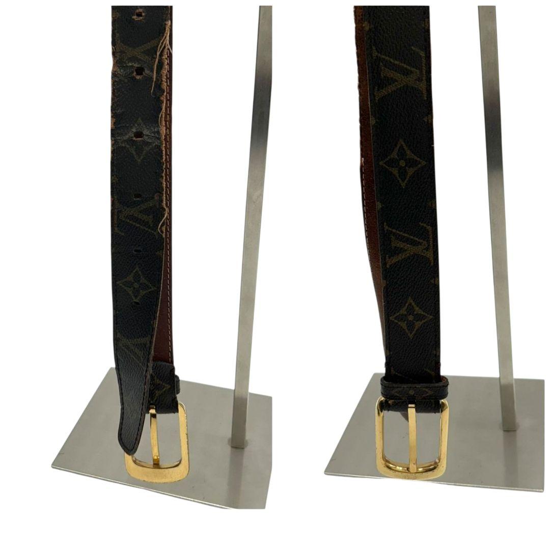 ルイヴィトン ベルト 茶 ブラウン モノグラム サンチュール キャレ PX-1 レザー 本革 ゴールド金具 ロゴ 高級 ブランド メンズ LOUIS VUITTON