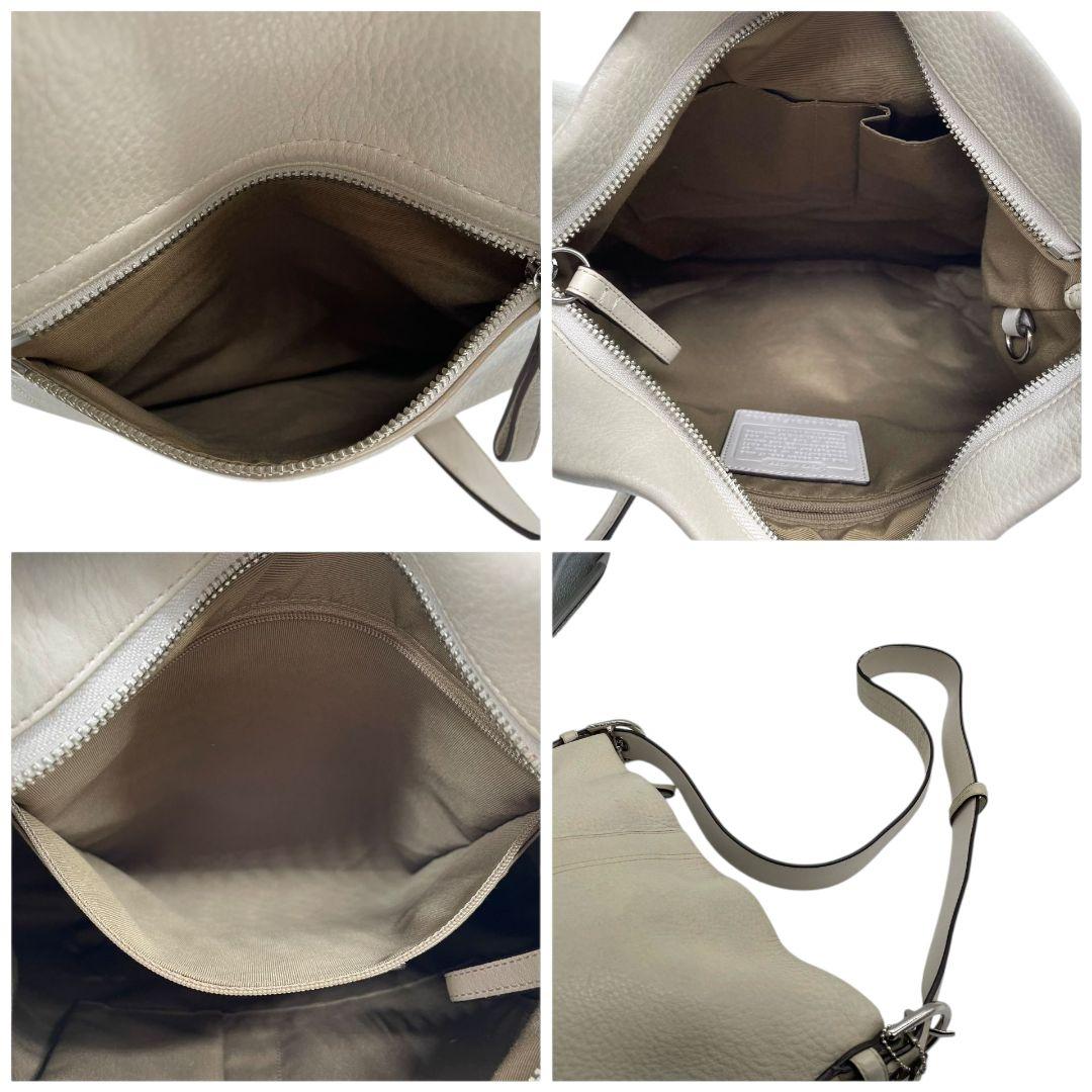 コーチ ショルダーバッグ アイボリー ホーボー 斜め掛け可 レザー u16 A4収納 本革 シルバー金具 ロゴタグ COACH F10940