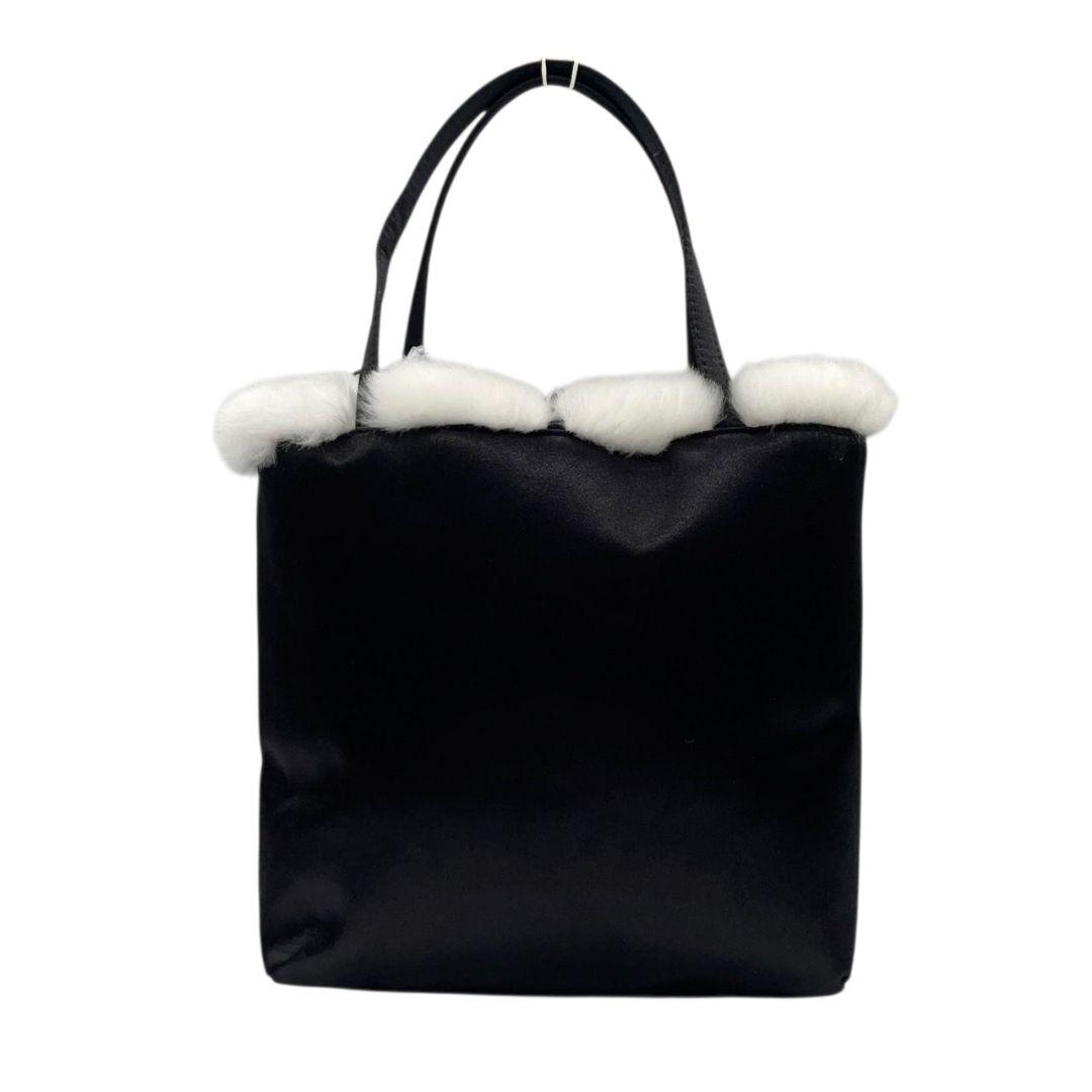 ジバンシー ハンドバッグ 黒 4Gロゴ ファー ラインストーン ナイロン u15 トートバッグ GIVENCHY ブラック エレガント ロゴデザイン コンパクトバッグ