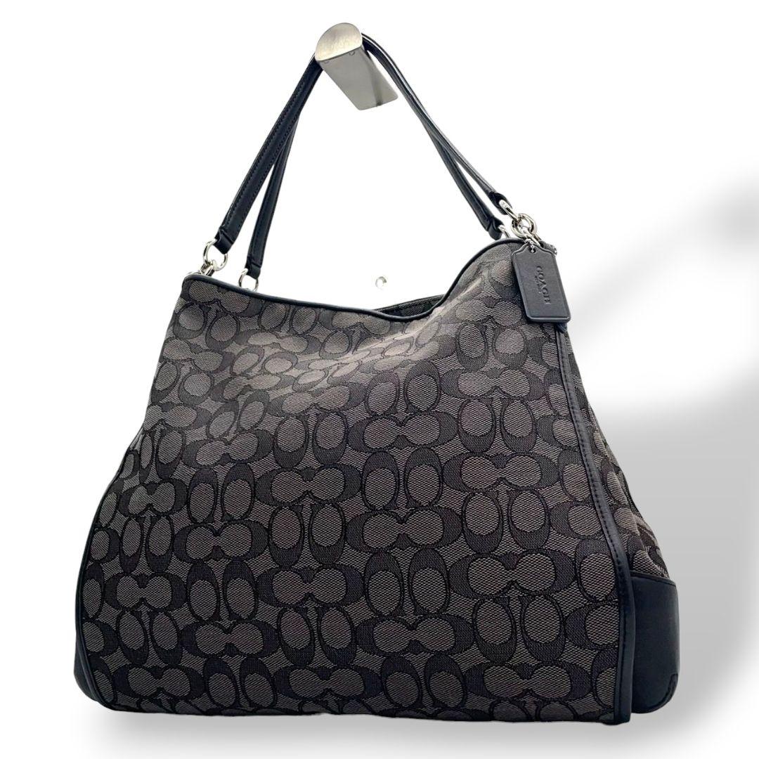コーチ トートバッグ 黒 シグネチャー ワンショルダー s81 キャンバス ハンドバッグ 肩掛け可 肩かけ可 ブラック ロゴタグ レザー 本革 F36424 COACH