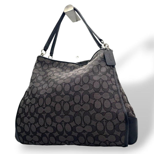 コーチ トートバッグ 黒 シグネチャー ワンショルダー s81 キャンバス ハンドバッグ 肩掛け可 肩かけ可 ブラック ロゴタグ レザー 本革 F36424 COACH