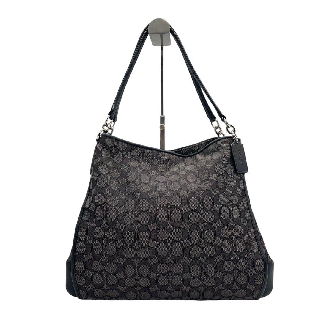 コーチ トートバッグ 黒 シグネチャー ワンショルダー s81 キャンバス ハンドバッグ 肩掛け可 肩かけ可 ブラック ロゴタグ レザー 本革 F36424 COACH