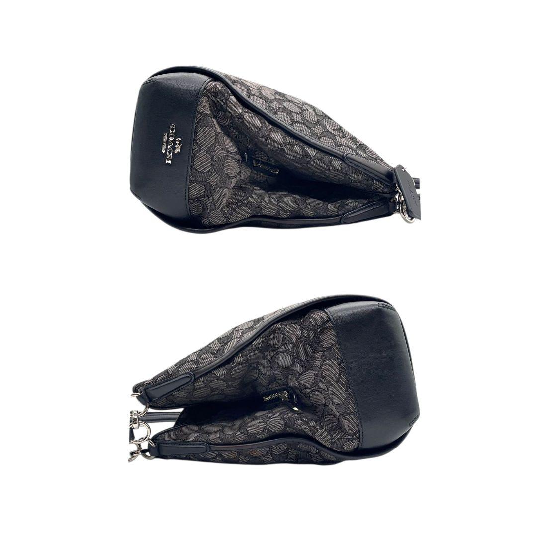 コーチ トートバッグ 黒 シグネチャー ワンショルダー s81 キャンバス ハンドバッグ 肩掛け可 肩かけ可 ブラック ロゴタグ レザー 本革 F36424 COACH