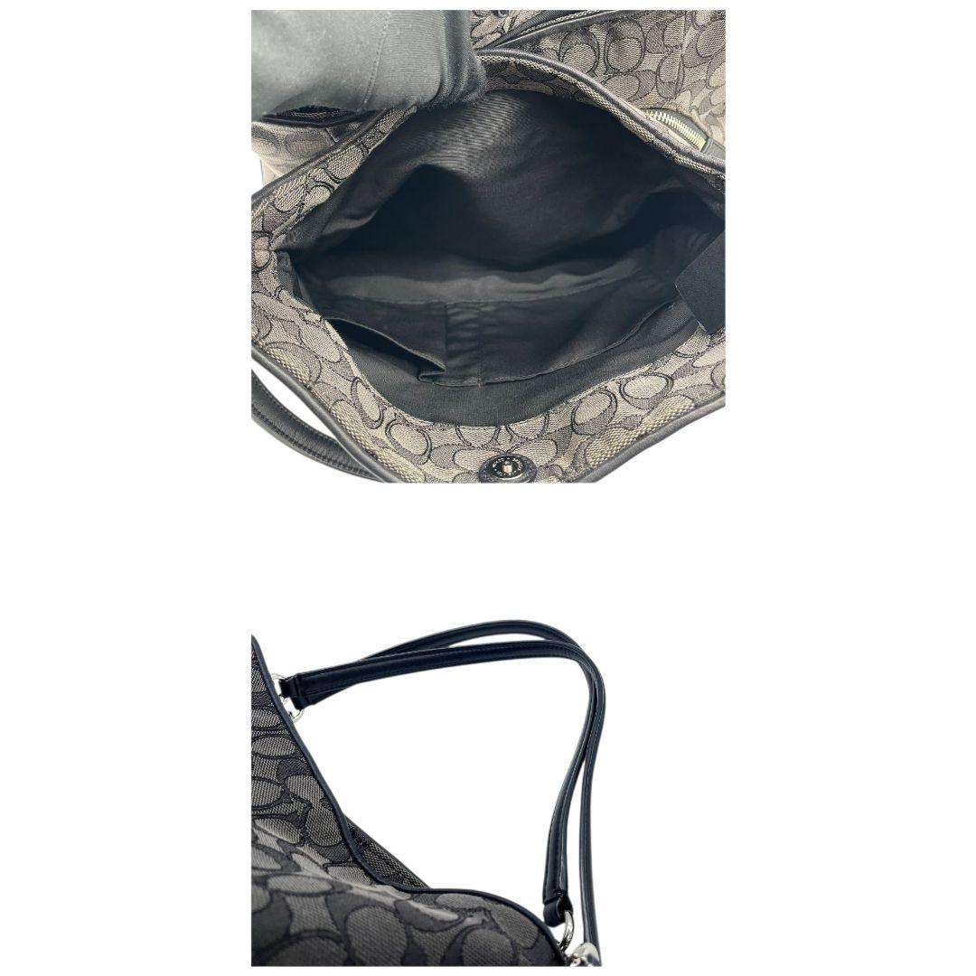 コーチ トートバッグ 黒 シグネチャー ワンショルダー s81 キャンバス ハンドバッグ 肩掛け可 肩かけ可 ブラック ロゴタグ レザー 本革 F36424 COACH