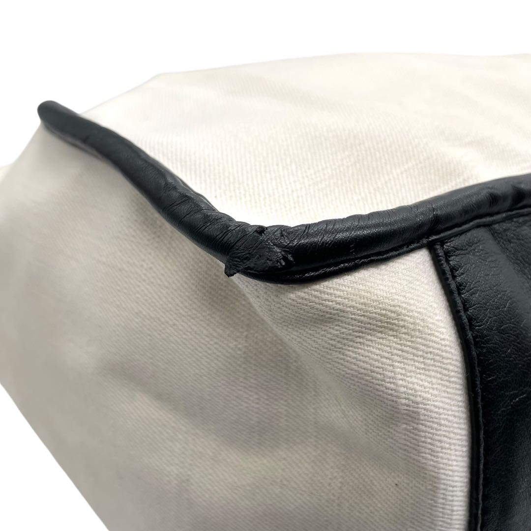 ステラマッカートニー トートバッグ アイボリー パンチングロゴ デカロゴ キャンバス レザー 肩掛け可 ワンショルダー ホワイト 白系 大容量 レディース