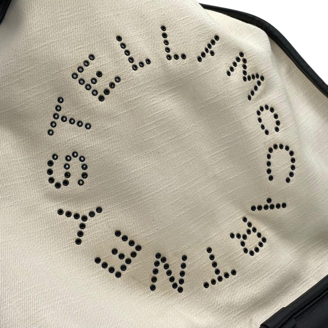 ステラマッカートニー トートバッグ アイボリー パンチングロゴ デカロゴ キャンバス レザー 肩掛け可 ワンショルダー ホワイト 白系 大容量 レディース