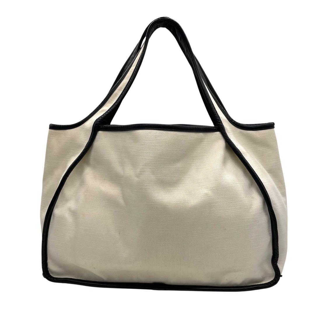 ステラマッカートニー トートバッグ アイボリー パンチングロゴ デカロゴ キャンバス レザー 肩掛け可 ワンショルダー ホワイト 白系 大容量 レディース