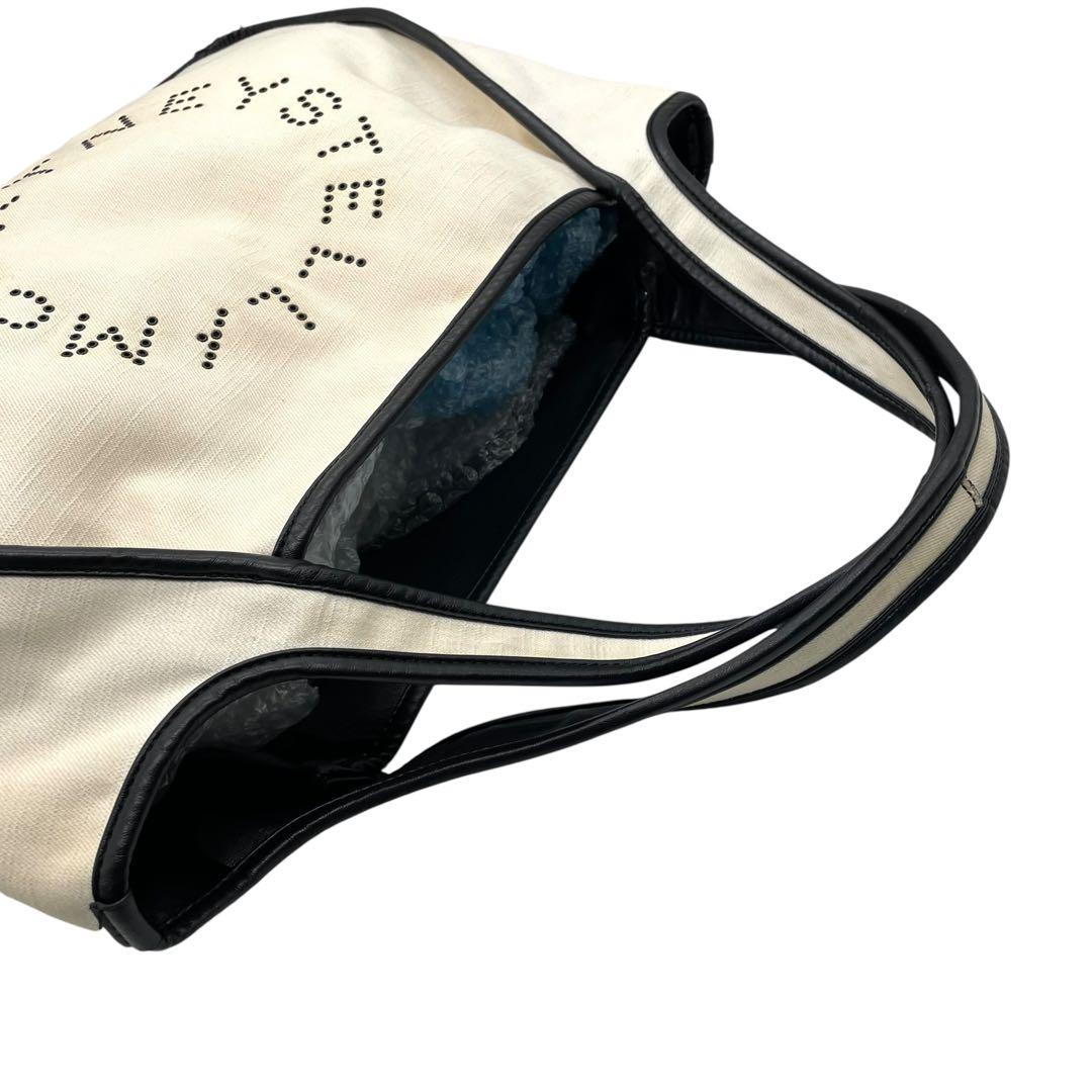 ステラマッカートニー トートバッグ アイボリー パンチングロゴ デカロゴ キャンバス レザー 肩掛け可 ワンショルダー ホワイト 白系 大容量 レディース