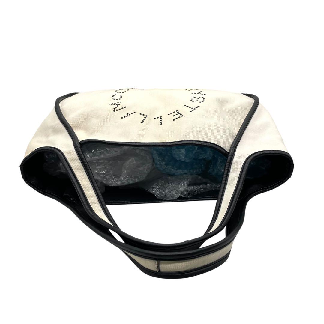 ステラマッカートニー トートバッグ アイボリー パンチングロゴ デカロゴ キャンバス レザー 肩掛け可 ワンショルダー ホワイト 白系 大容量 レディース