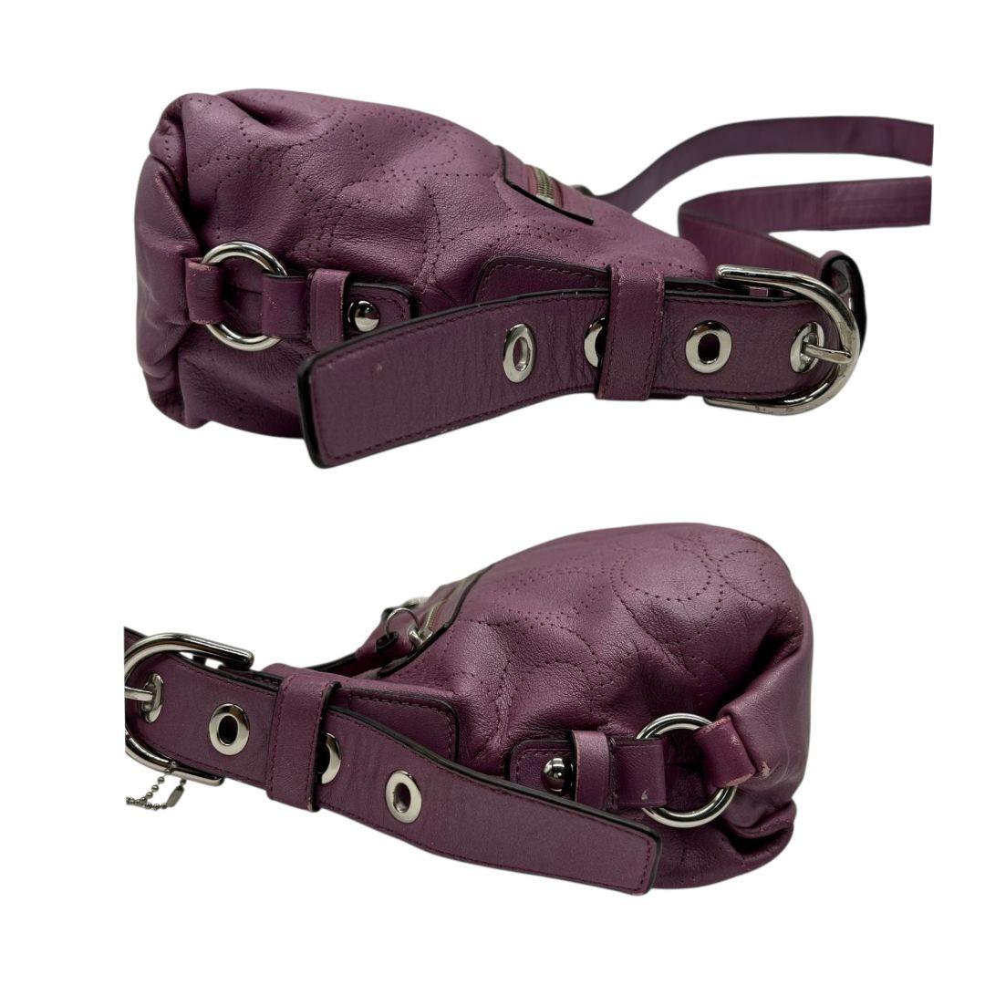 コーチ ショルダーバッグ ピンク パープル シグネチャー ワンショルダー レザー 本革 17104 斜め掛け可 シルバー金具 ロゴタグ COACH s82