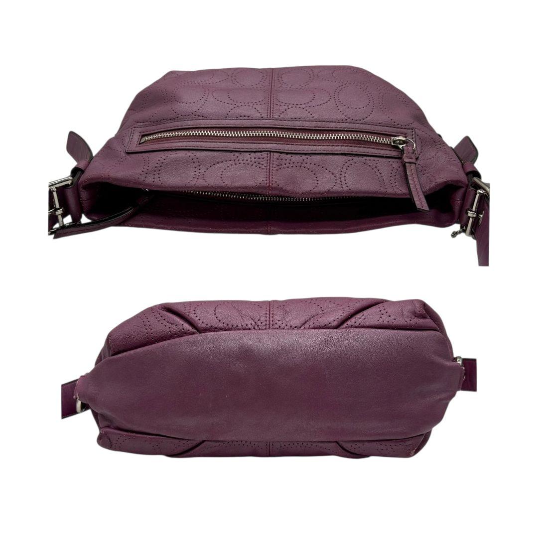 コーチ ショルダーバッグ ピンク パープル シグネチャー ワンショルダー レザー 本革 17104 斜め掛け可 シルバー金具 ロゴタグ COACH s82