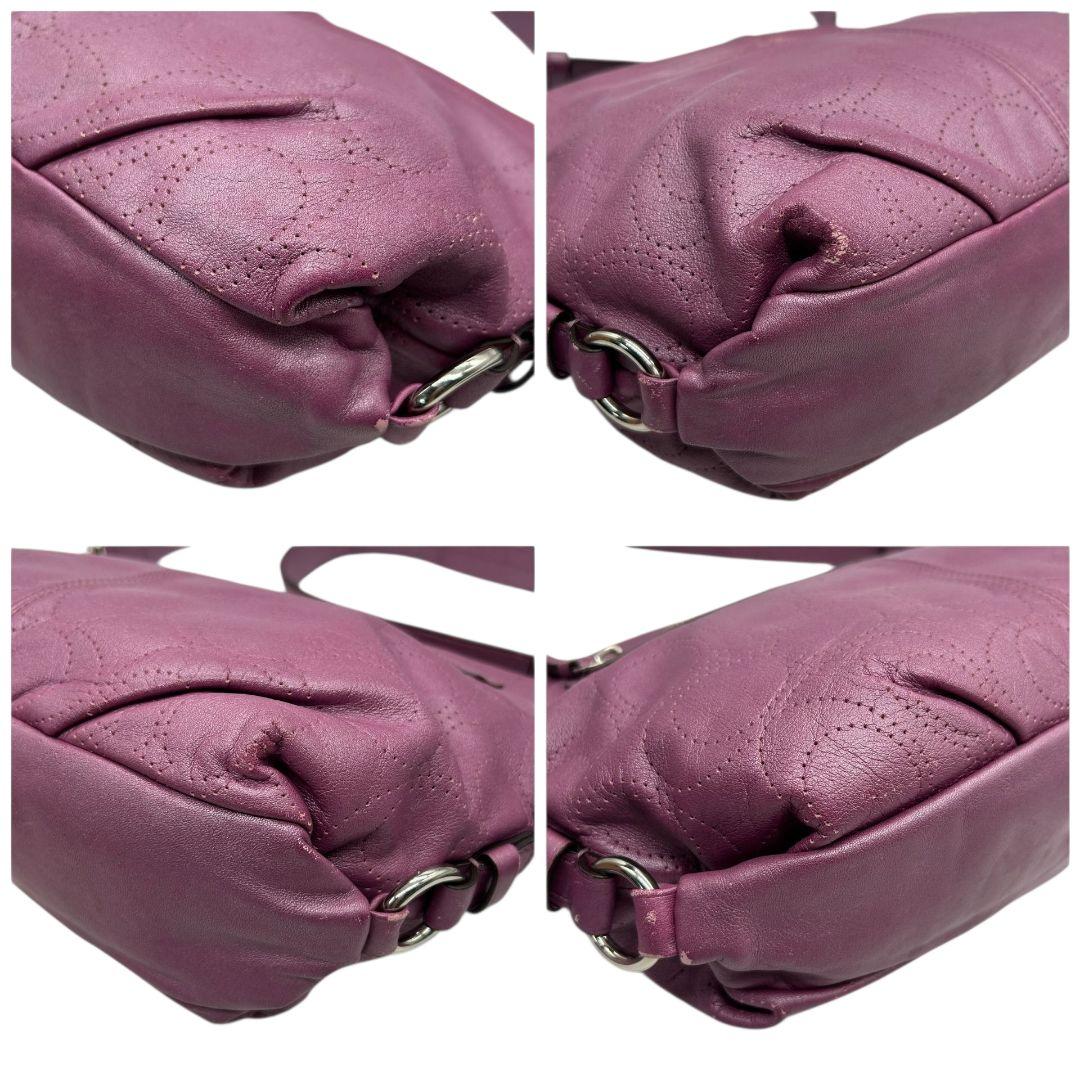 コーチ ショルダーバッグ ピンク パープル シグネチャー ワンショルダー レザー 本革 17104 斜め掛け可 シルバー金具 ロゴタグ COACH s82