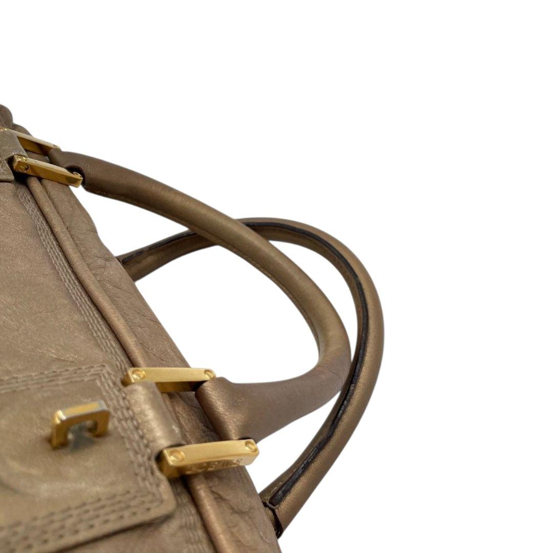 ロエベ LOEWE アマソナ ハンドバッグ 茶 ブラウン ベージュ アナグラム レザー 本革 ボストンバッグ トートバッグ A4収納可 自立可 ゴールド金具 A6