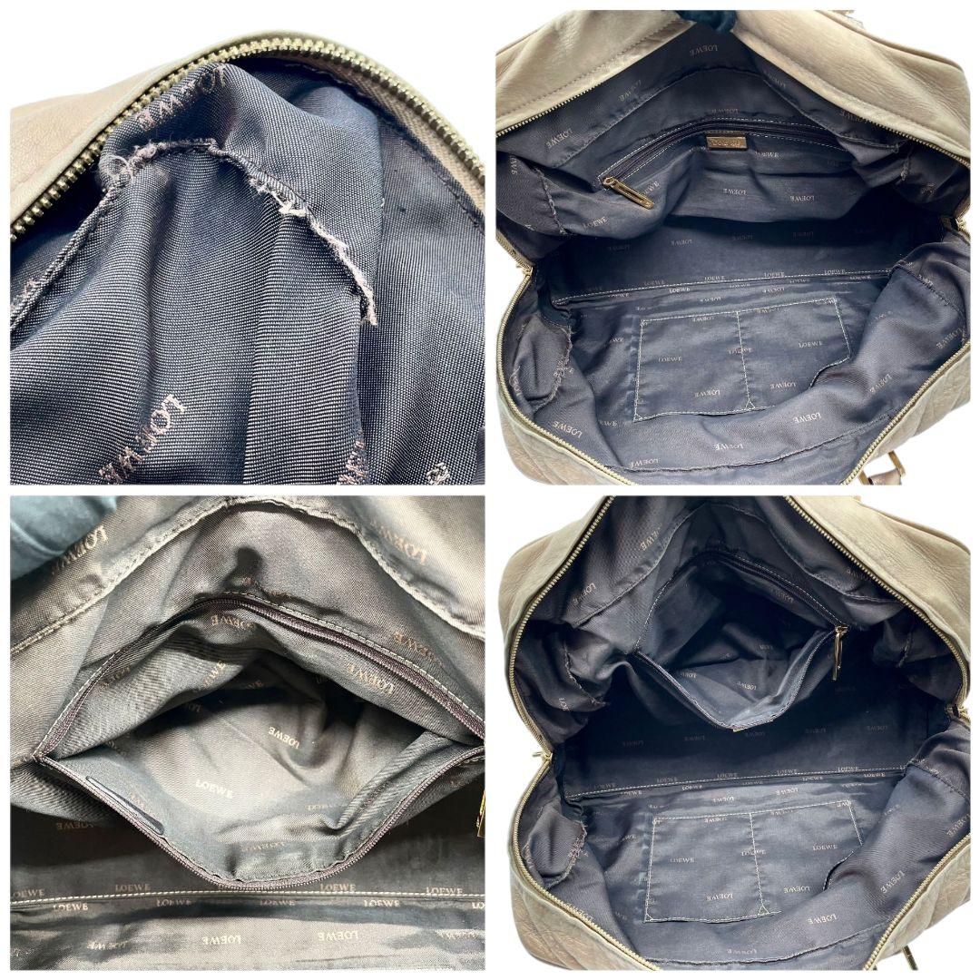 ロエベ LOEWE アマソナ ハンドバッグ 茶 ブラウン ベージュ アナグラム レザー 本革 ボストンバッグ トートバッグ A4収納可 自立可 ゴールド金具 A6