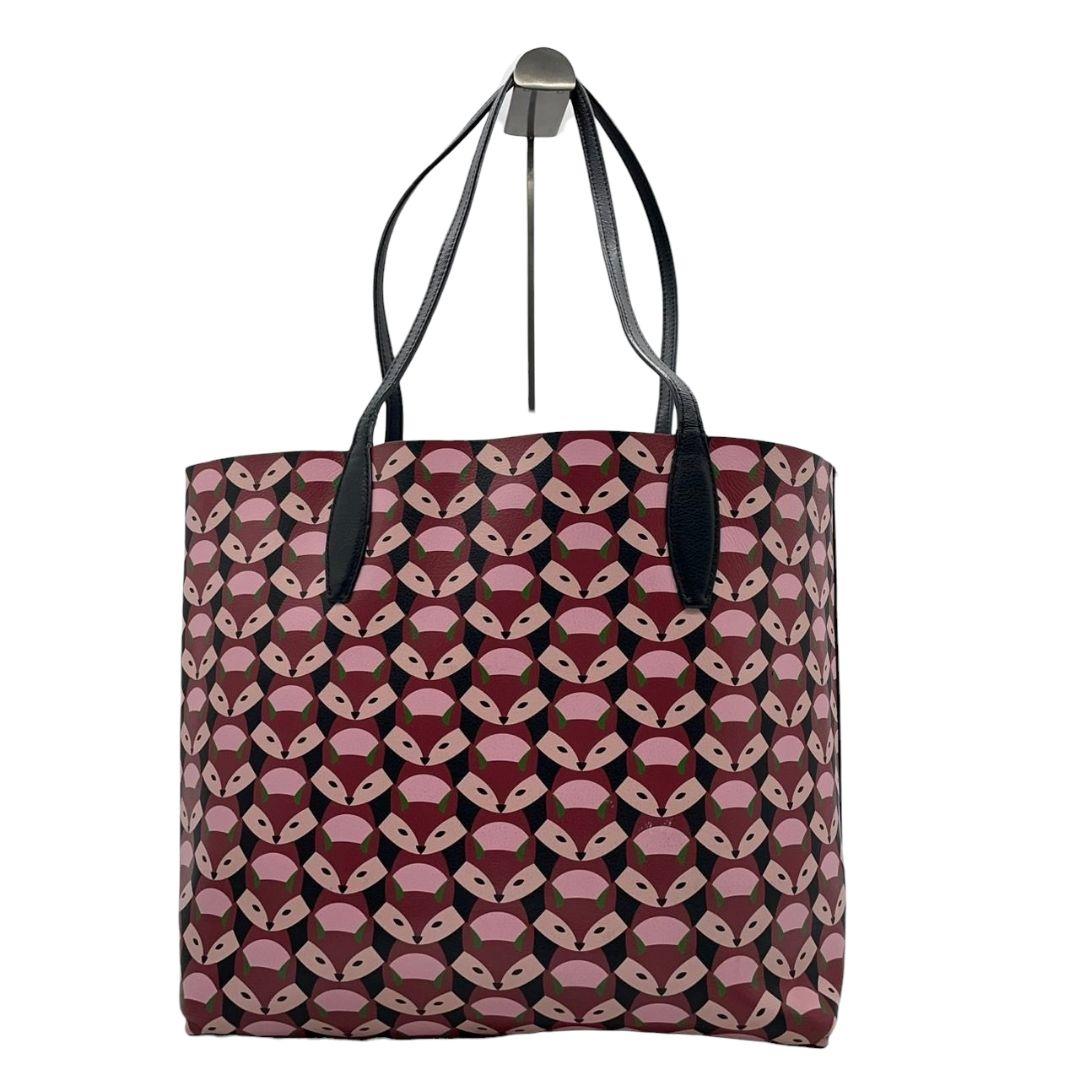ケイトスペード kate spade トートバッグ ハンドバッグ ブラック 黒 総柄 フォックス ワンショルダー 肩掛け可 レザー 本革 ポーチ付き マルチカラー ピンク レッド ロゴプレート