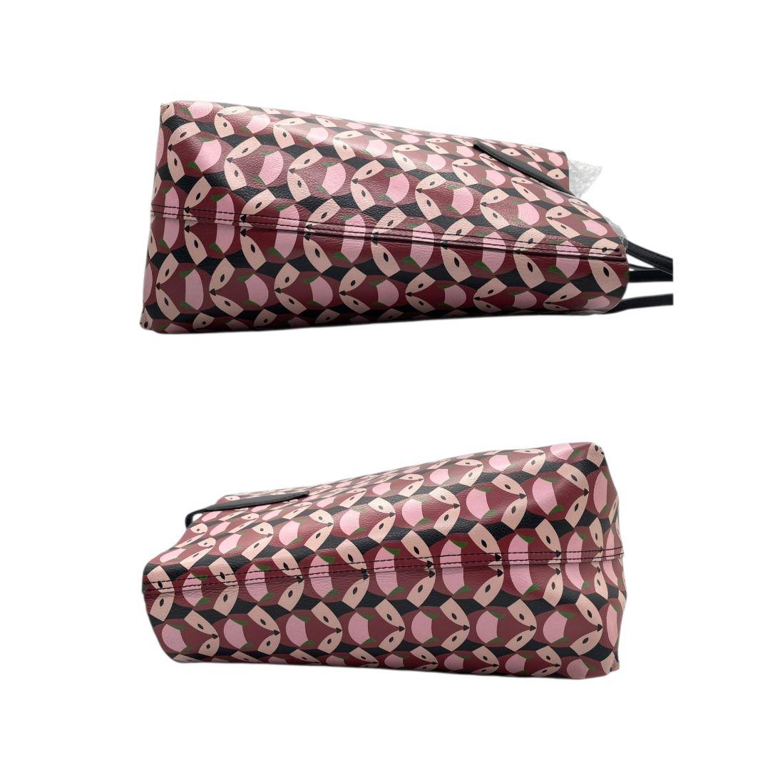 ケイトスペード kate spade トートバッグ ハンドバッグ ブラック 黒 総柄 フォックス ワンショルダー 肩掛け可 レザー 本革 ポーチ付き マルチカラー ピンク レッド ロゴプレート