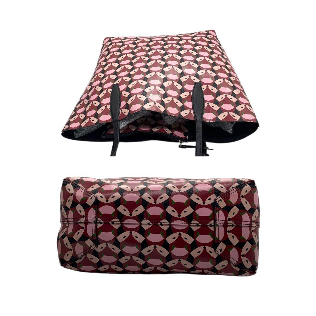 ケイトスペード kate spade トートバッグ ハンドバッグ ブラック 黒 総柄 フォックス ワンショルダー 肩掛け可 レザー 本革 ポーチ付き マルチカラー ピンク レッド ロゴプレート